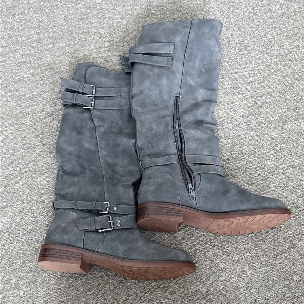 XOXO Gray Over the Knee Boots
